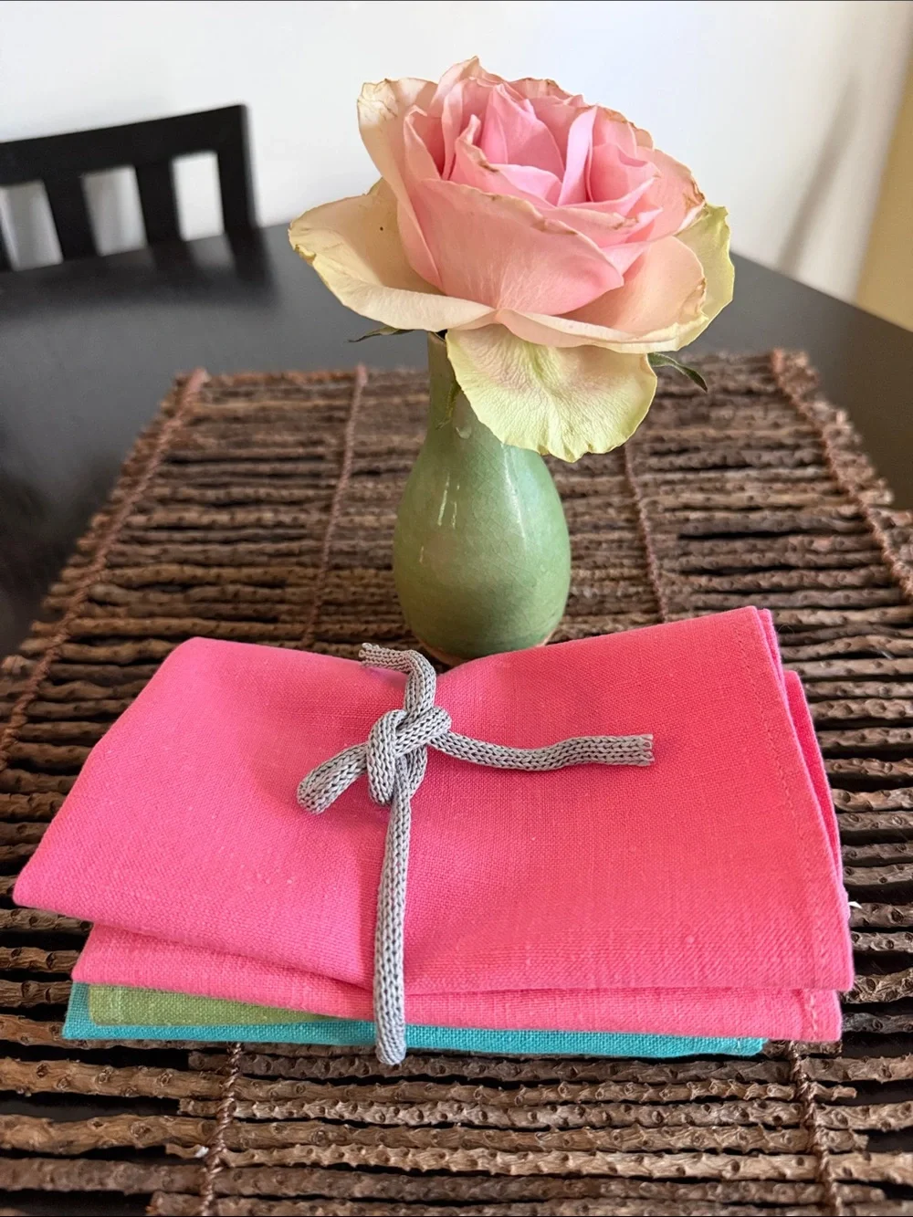 VTG Linen Table Napkins Colorful EC  4